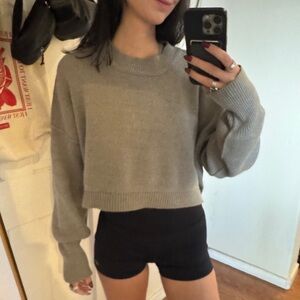 Free People Gray Crew Neck cropped Sweater